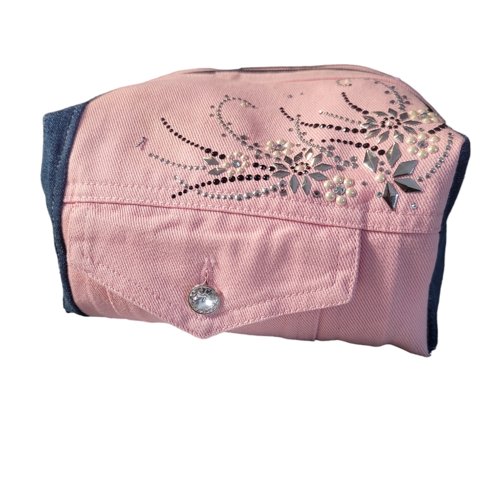 Handmade makeup bag from upcycled jeans